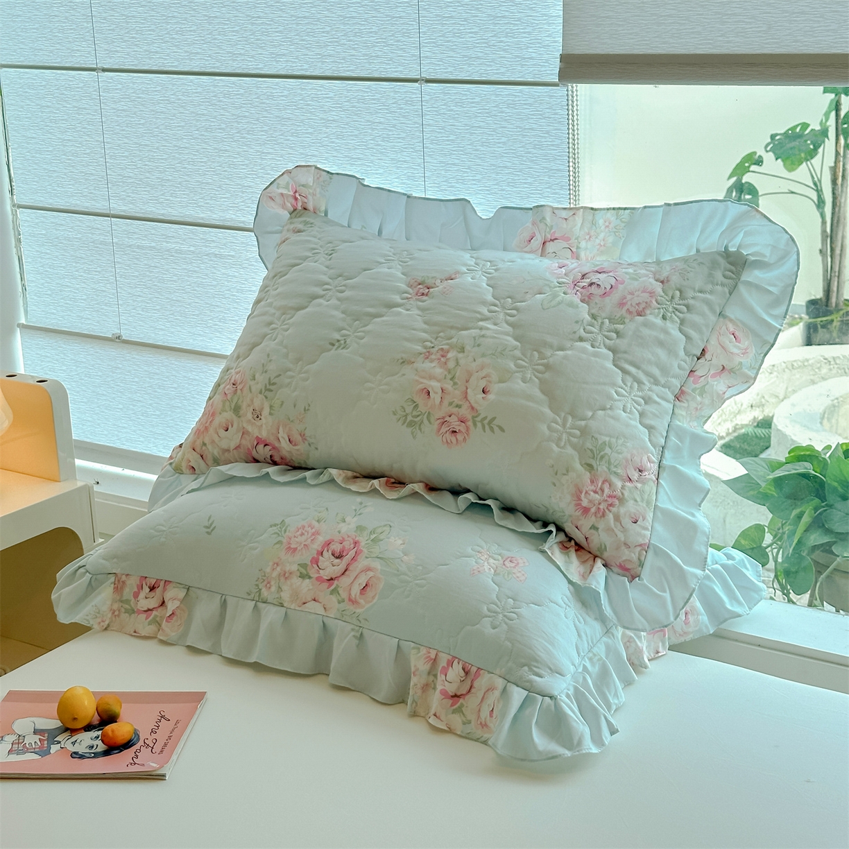 91家纺网 家纺一手货源 找家纺 忘忧草 2025新款亲肤水洗棉花边单枕套 枕套单件 安娜花园