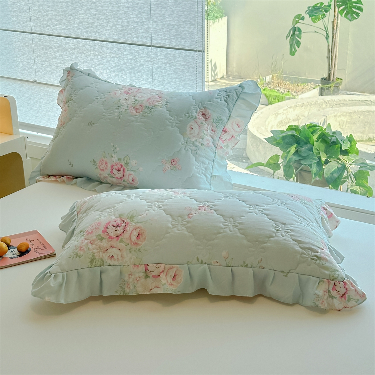 忘忧草 2025新款亲肤水洗棉花边单枕套 枕套单件 安娜花园