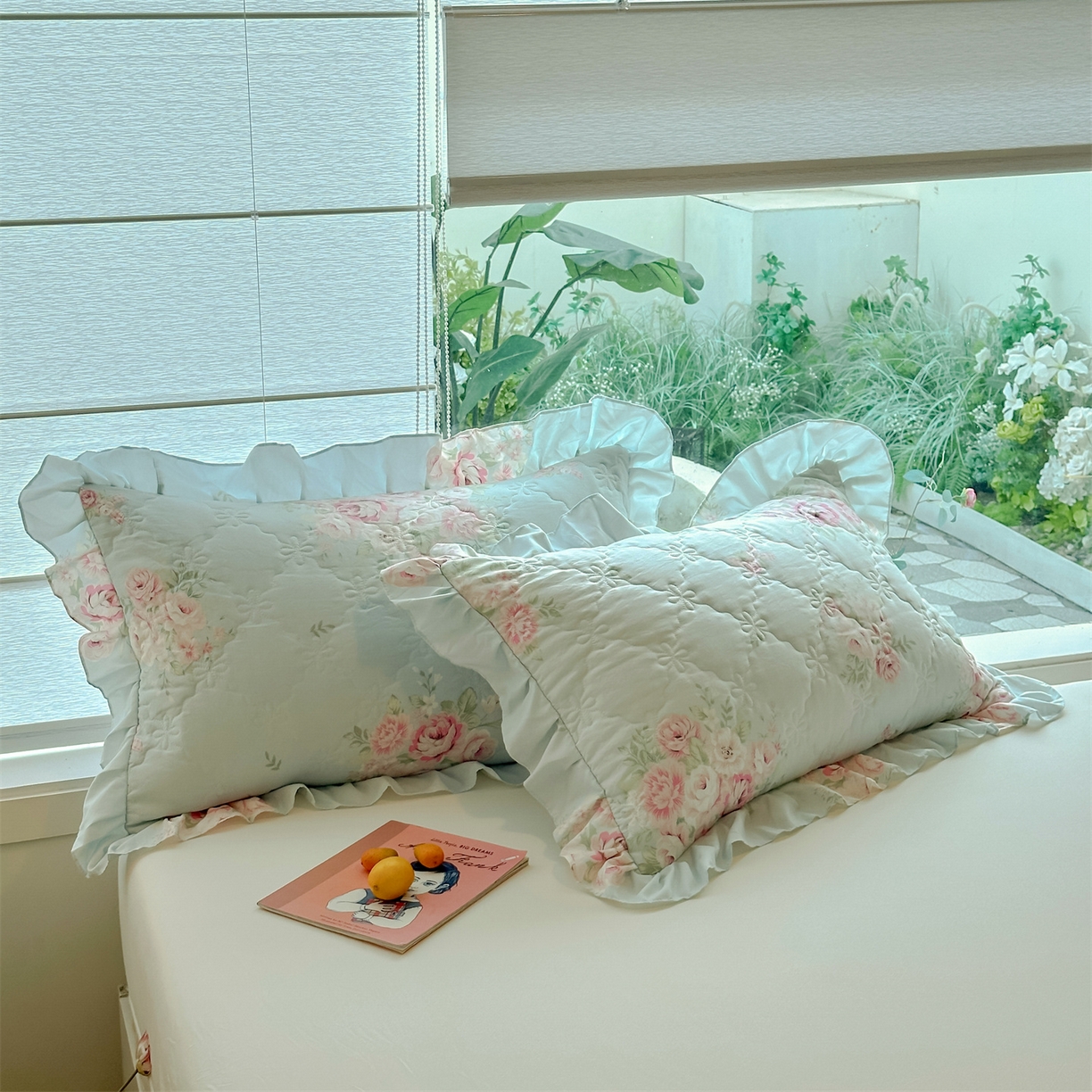 91家纺网 家纺一手货源 找家纺 忘忧草 2025新款亲肤水洗棉花边单枕套 枕套单件 安娜花园