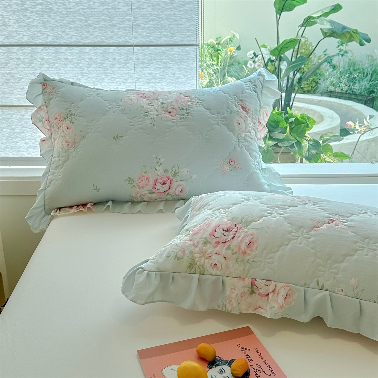 91家纺网 家纺一手货源 找家纺 忘忧草 2025新款亲肤水洗棉花边单枕套 枕套单件 安娜花园