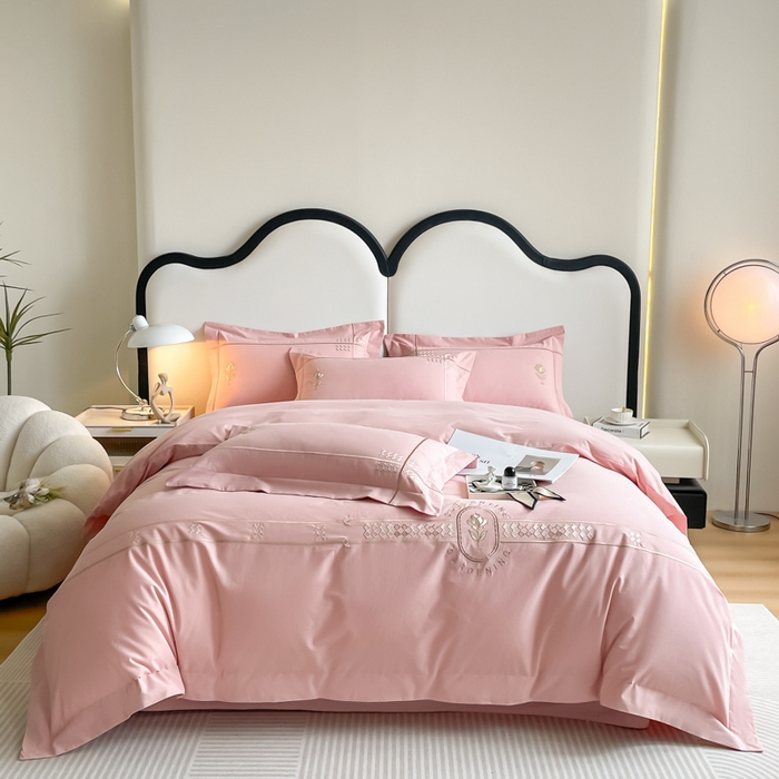 91家纺网 家纺一手货源 找家纺 桃园 2025新款A类长绒棉全棉纯棉不掉毛磨毛高端礼盒四件套-克里斯 克里斯-豆沙