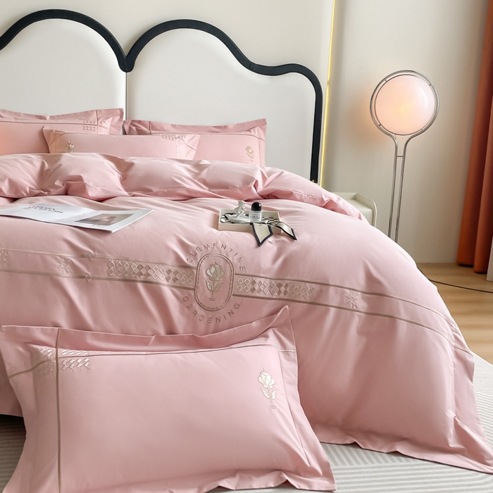 91家纺网 家纺一手货源 找家纺 桃园 2025新款A类长绒棉全棉纯棉不掉毛磨毛高端礼盒四件套-克里斯 克里斯-豆沙