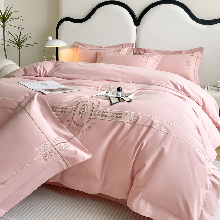 91家纺网 家纺一手货源 找家纺 桃园 2025新款A类长绒棉全棉纯棉不掉毛磨毛高端礼盒四件套-克里斯 克里斯-豆沙