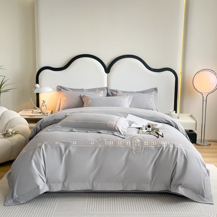 91家纺网 家纺一手货源 找家纺 桃园 2025新款A类长绒棉全棉纯棉不掉毛磨毛高端礼盒四件套-克里斯 克里斯-绅士灰