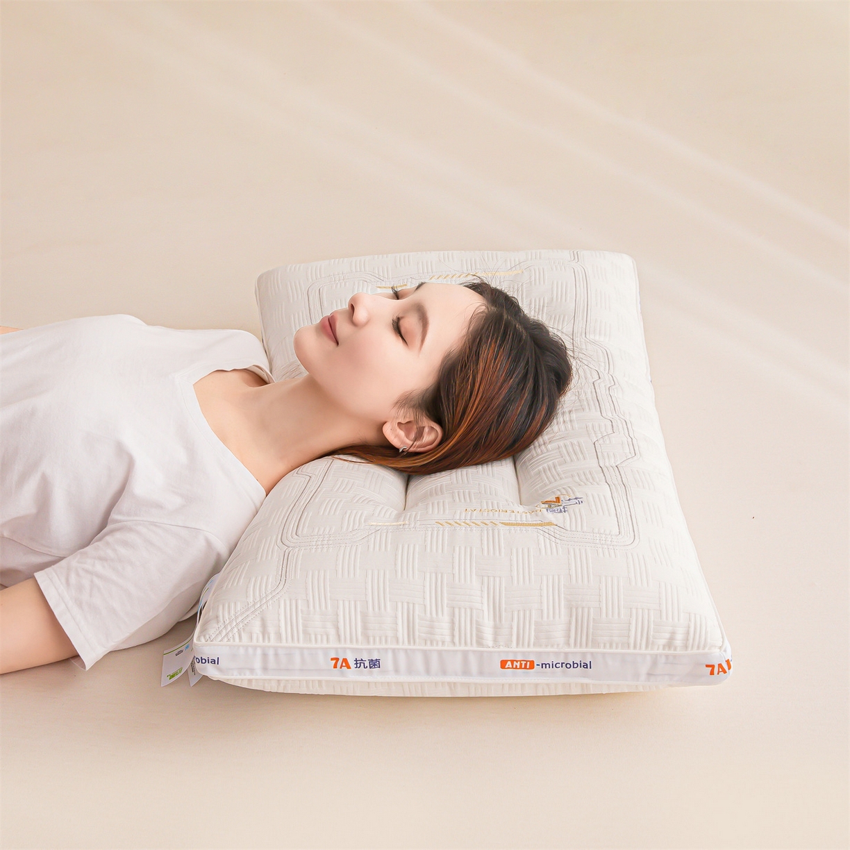 91家纺网 家纺一手货源 找家纺 （总）麦肯锡 2025新款7A抗菌定型低枕 枕头枕芯
