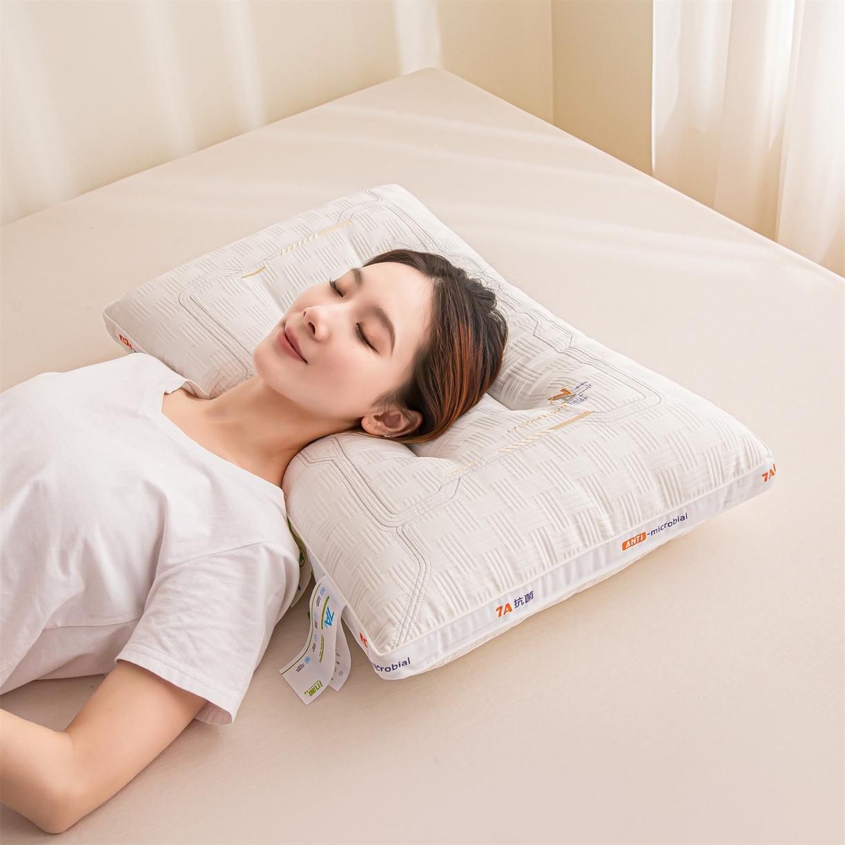 91家纺网 家纺一手货源 找家纺 （总）麦肯锡 2025新款7A抗菌定型低枕 枕头枕芯