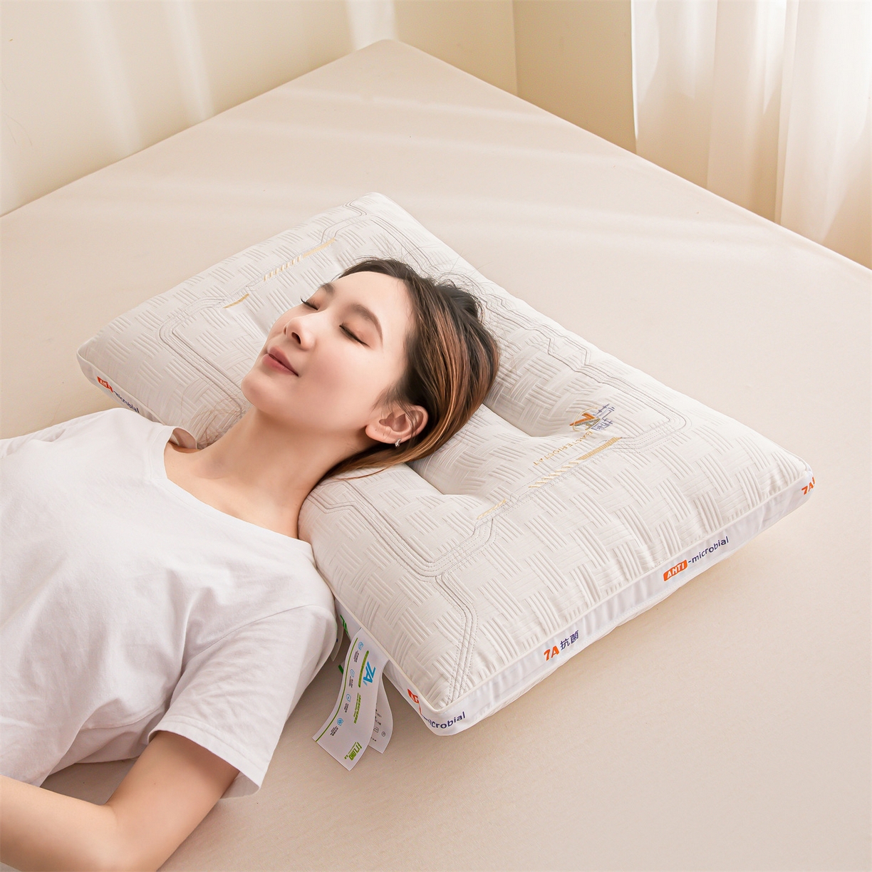 91家纺网 家纺一手货源 找家纺 （总）麦肯锡 2025新款7A抗菌定型低枕 枕头枕芯