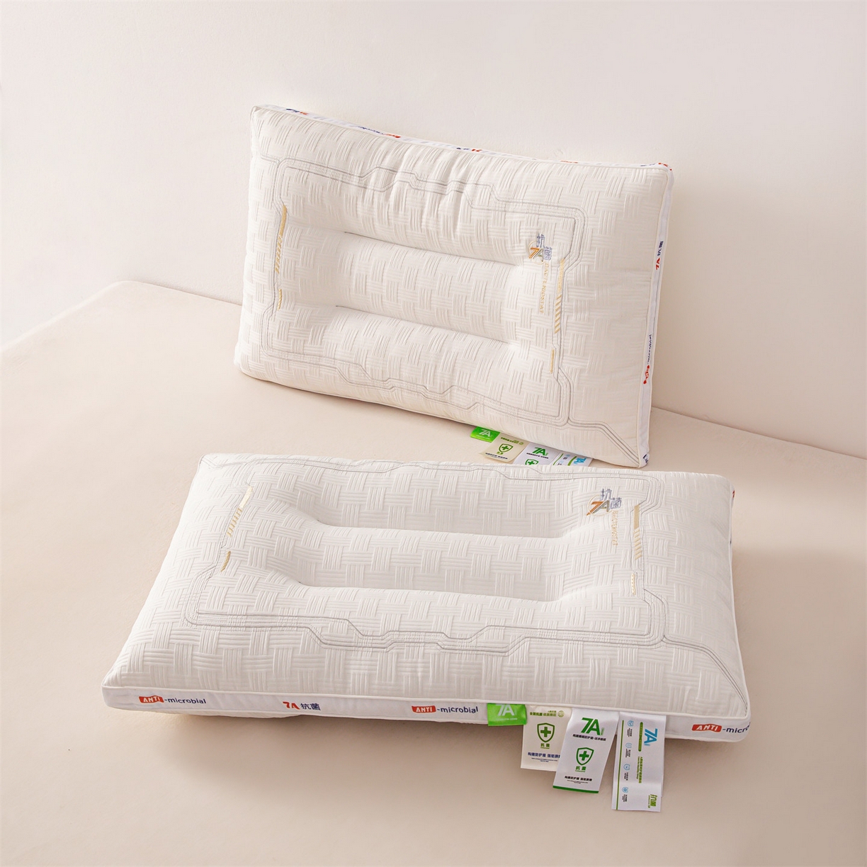 91家纺网 家纺一手货源 找家纺 麦肯锡 2025新款7A抗菌定型低枕 枕头枕芯 7A抗菌定型低枕-白色 48x74cm/只