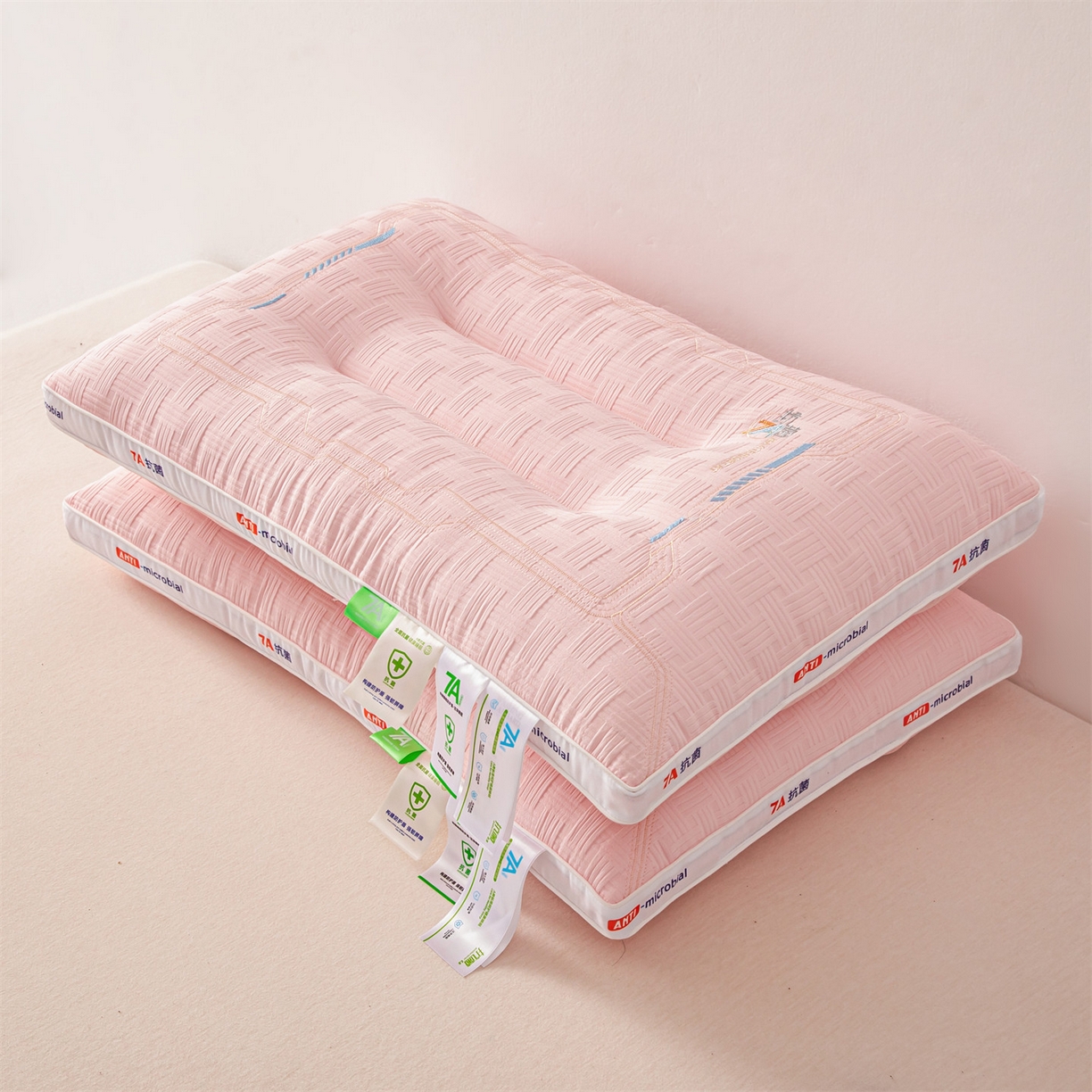 麦肯锡 2025新款7A抗菌定型低枕 枕头枕芯 7A抗菌定型低枕-粉色 48x74cm/只