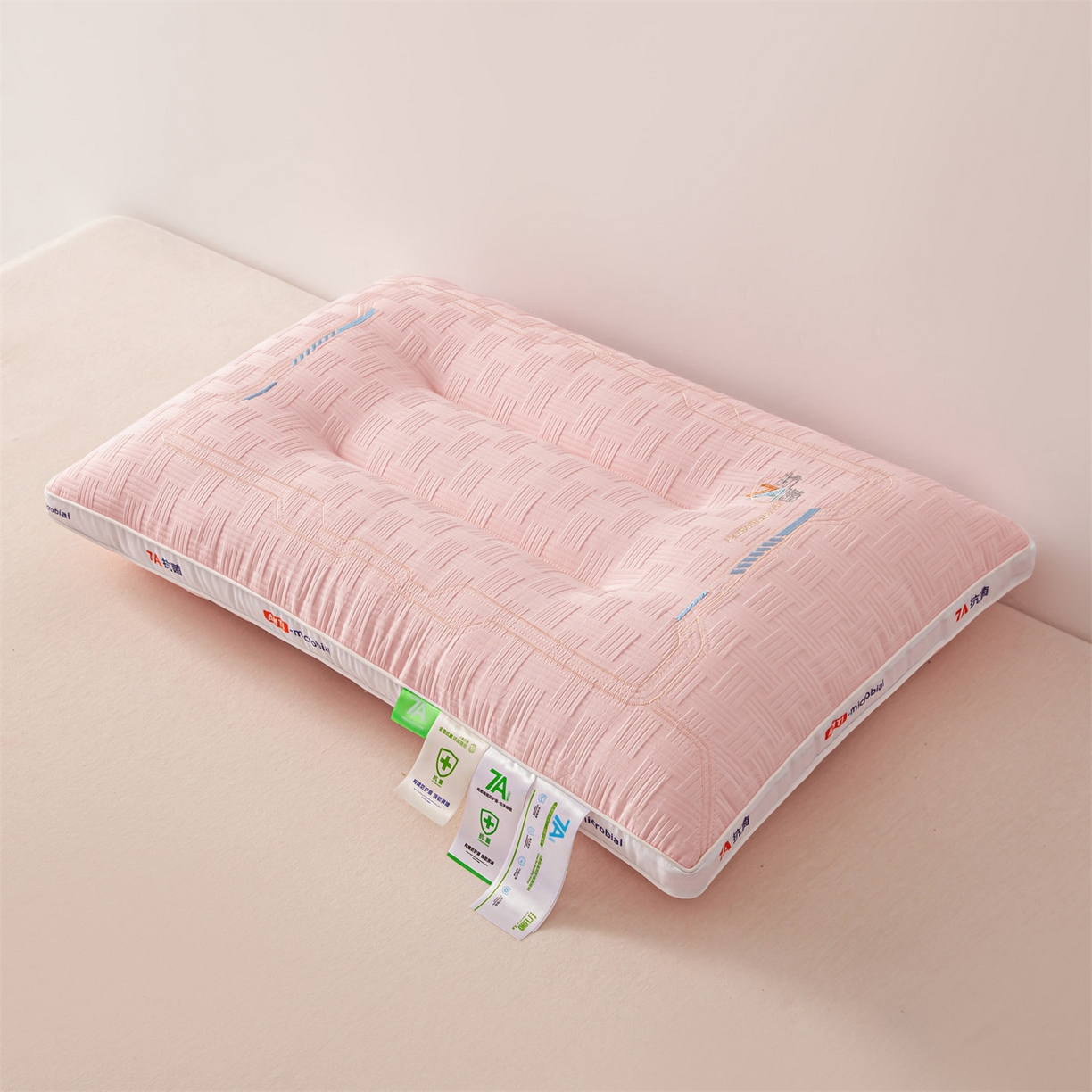 91家纺网 家纺一手货源 找家纺 麦肯锡 2025新款7A抗菌定型低枕 枕头枕芯 7A抗菌定型低枕-粉色 48x74cm/只