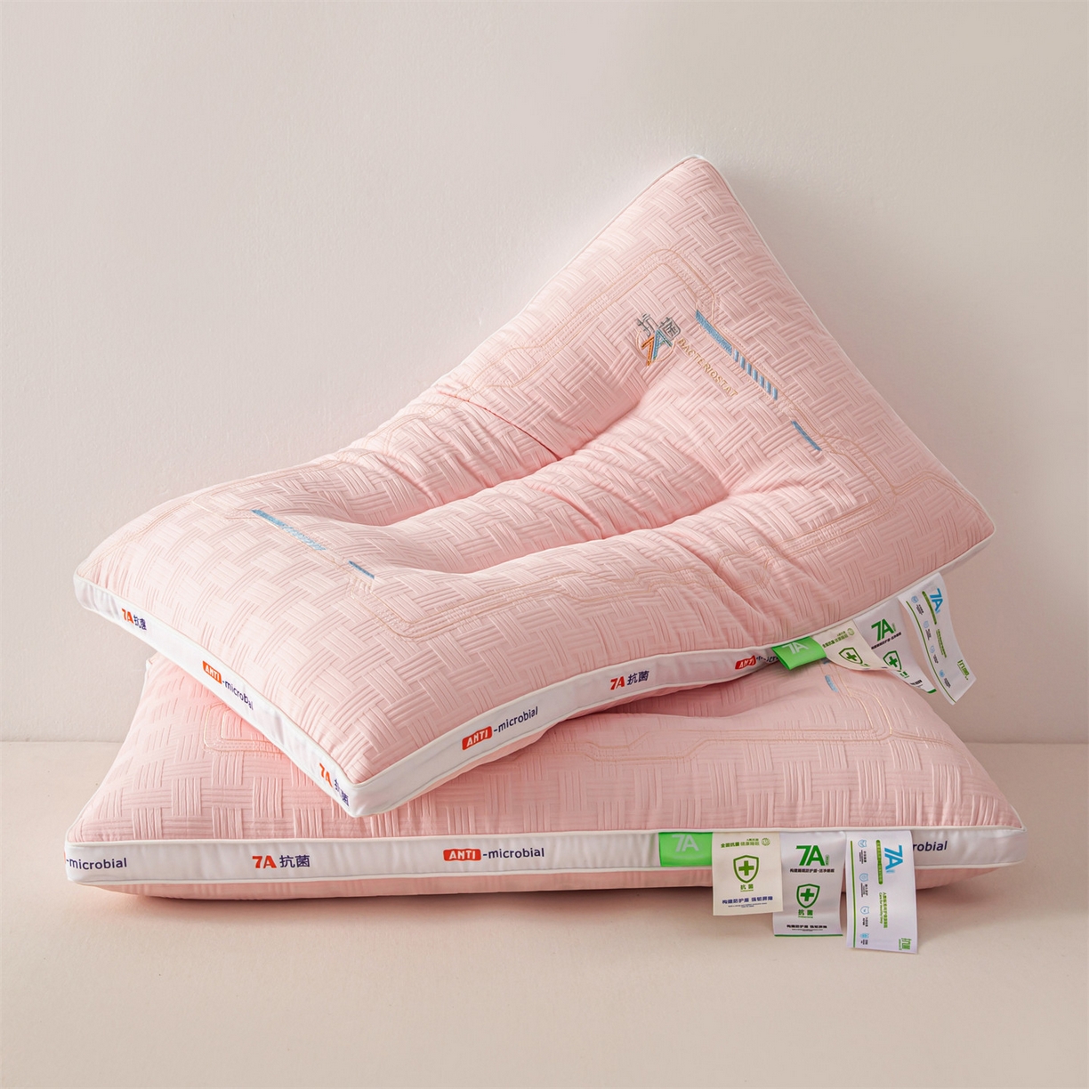 91家纺网 家纺一手货源 找家纺 麦肯锡 2025新款7A抗菌定型低枕 枕头枕芯 7A抗菌定型低枕-粉色 48x74cm/只