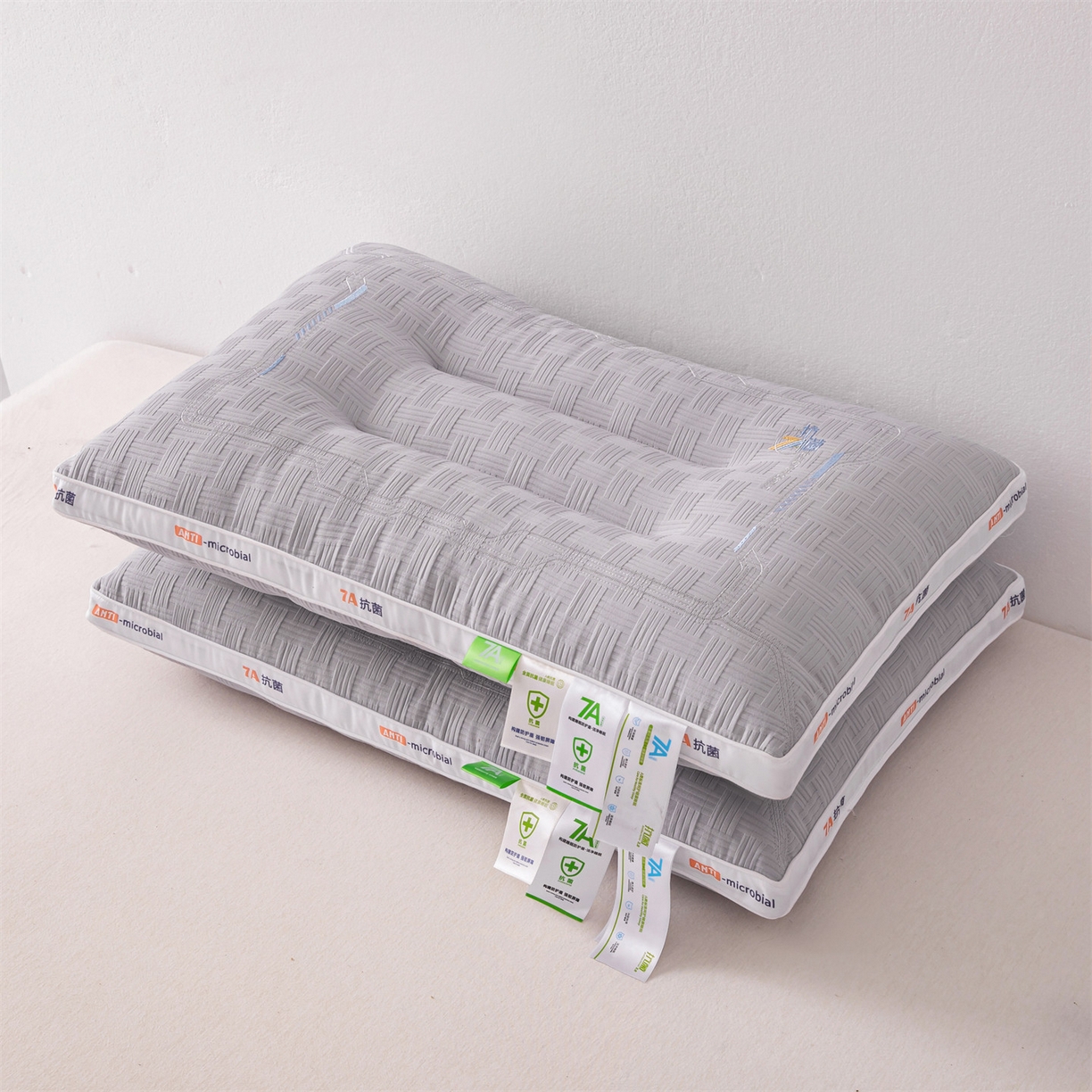 麦肯锡 2025新款7A抗菌定型低枕 枕头枕芯 7A抗菌定型低枕-灰色 48x74cm/只