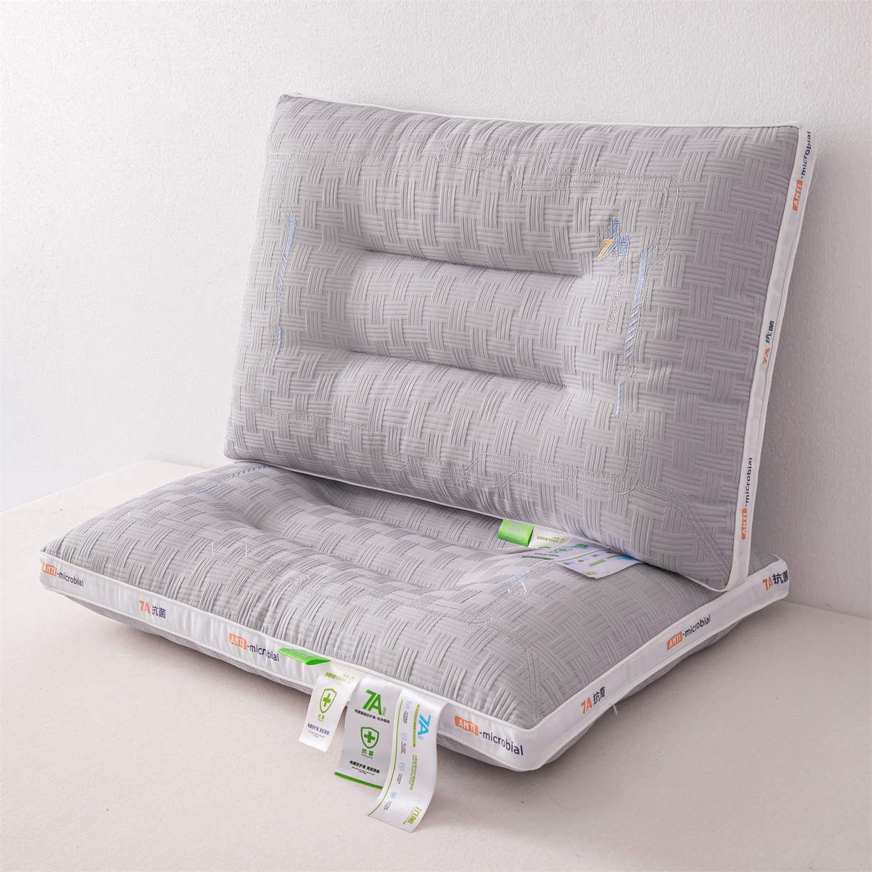 91家纺网 家纺一手货源 找家纺 麦肯锡 2025新款7A抗菌定型低枕 枕头枕芯 7A抗菌定型低枕-灰色 48x74cm/只