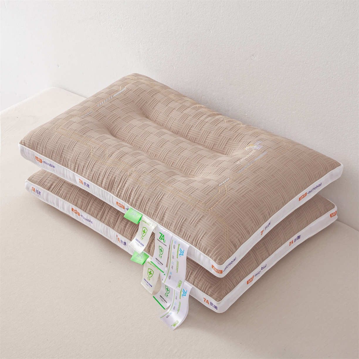 麦肯锡 2025新款7A抗菌定型低枕 枕头枕芯 7A抗菌定型低枕-咖色 48x74cm/只