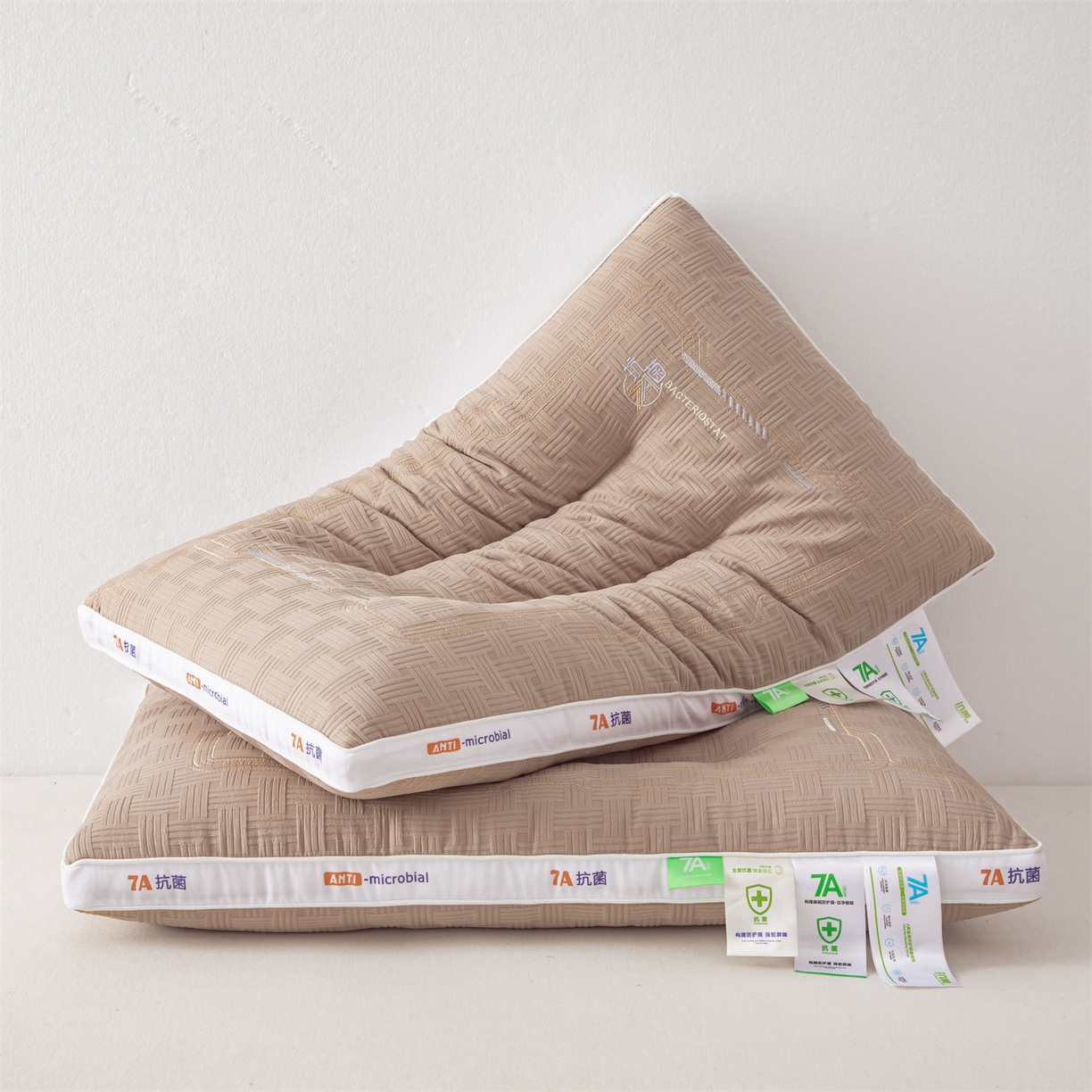 91家纺网 家纺一手货源 找家纺 麦肯锡 2025新款7A抗菌定型低枕 枕头枕芯 7A抗菌定型低枕-咖色 48x74cm/只