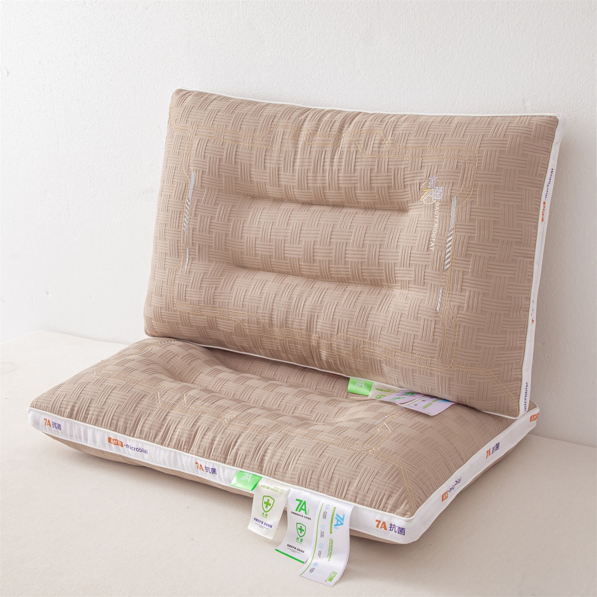 91家纺网 家纺一手货源 找家纺 麦肯锡 2025新款7A抗菌定型低枕 枕头枕芯 7A抗菌定型低枕-咖色 48x74cm/只