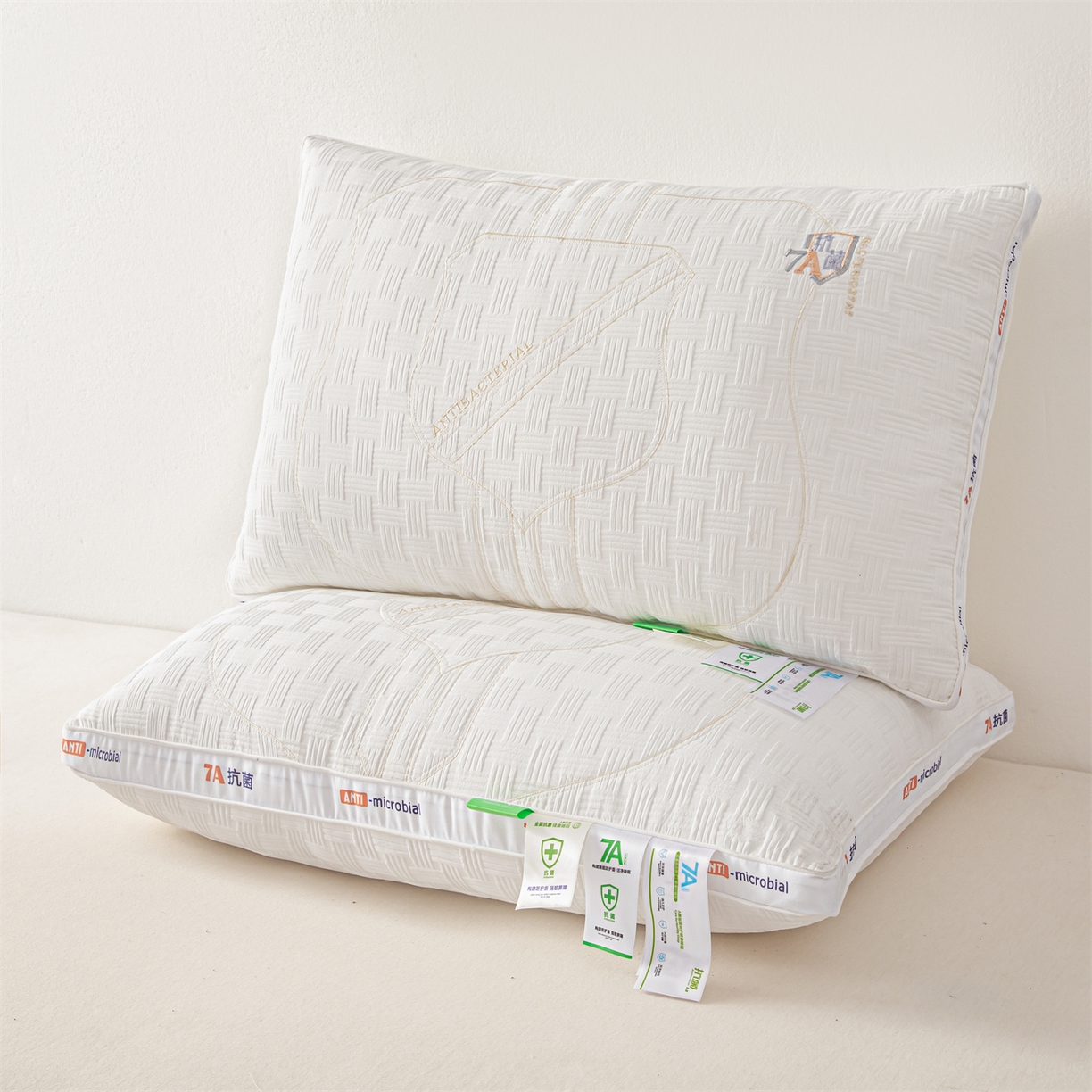 91家纺网 家纺一手货源 找家纺 麦肯锡 2025新款7A抗菌酒店羽丝绒高枕 枕头枕芯 7A抗菌酒店羽丝绒高枕-白色 48x74cm/只