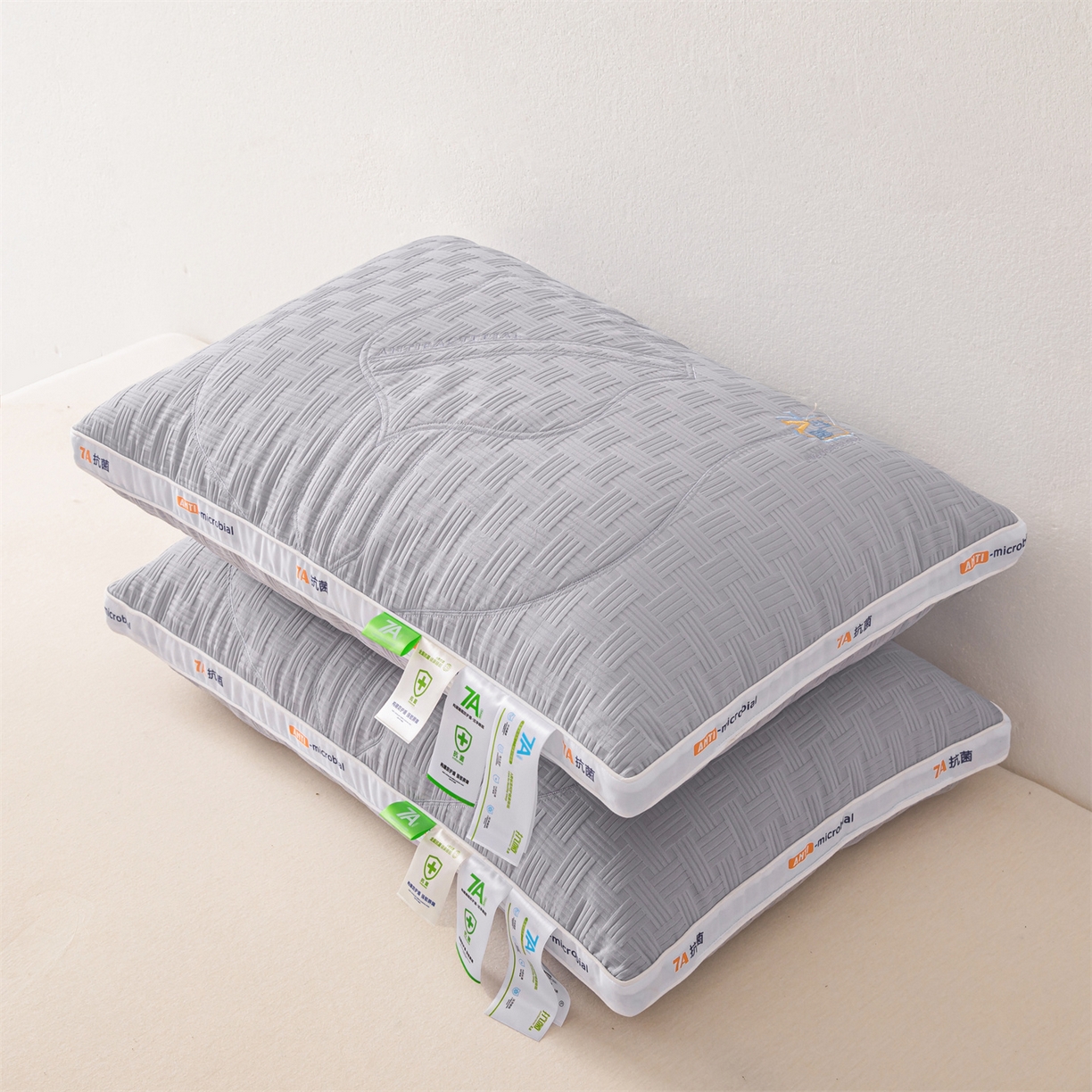 麦肯锡 2025新款7A抗菌酒店羽丝绒高枕 枕头枕芯 7A抗菌酒店羽丝绒高枕-灰色 48x74cm/只