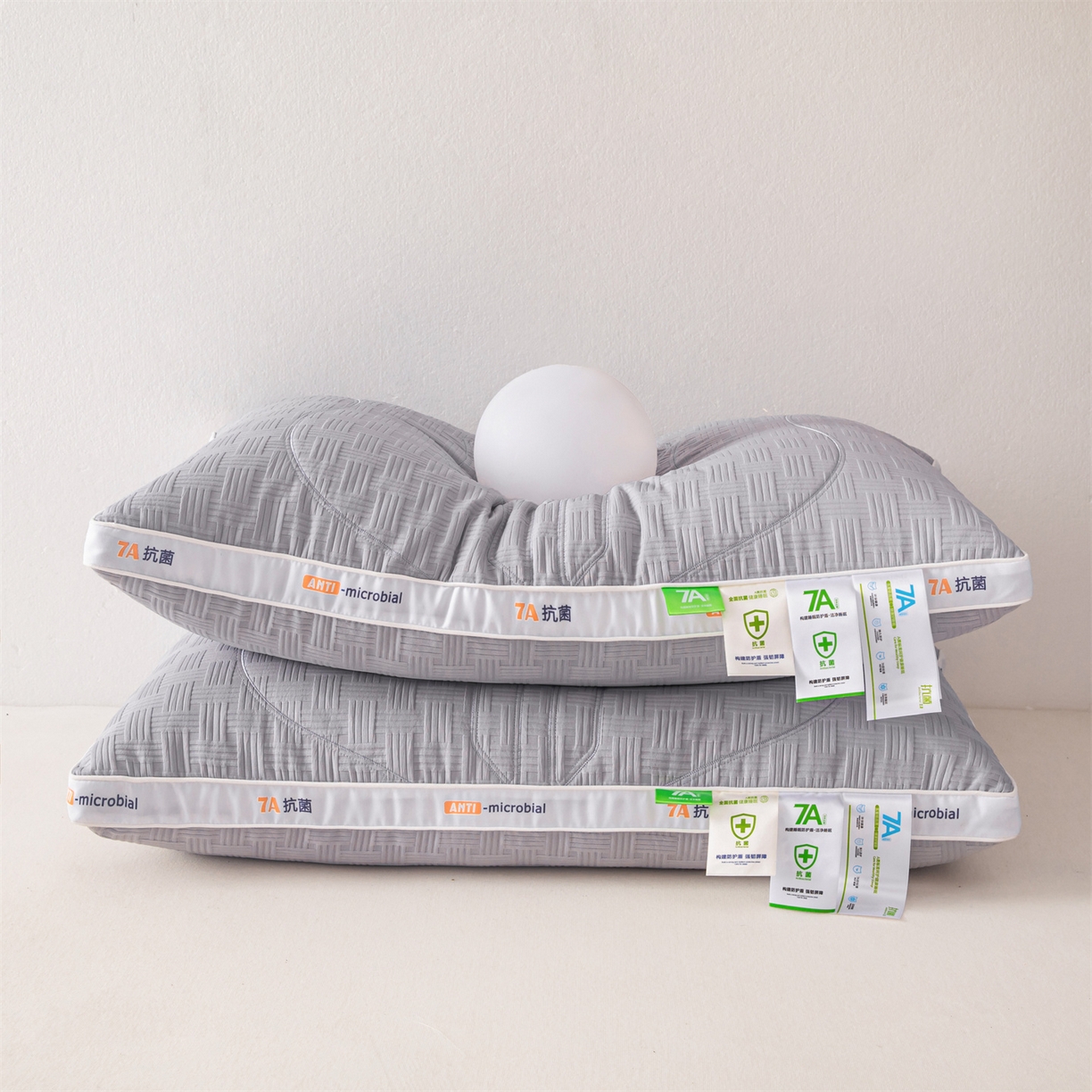 91家纺网 家纺一手货源 找家纺 麦肯锡 2025新款7A抗菌酒店羽丝绒高枕 枕头枕芯 7A抗菌酒店羽丝绒高枕-灰色 48x74cm/只