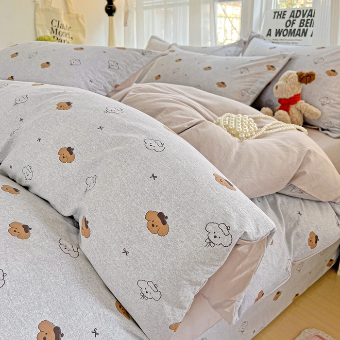 91家纺网 家纺一手货源 找家纺 欢博莱  2025新款仿纯棉四件套学生宿舍三件套单被套 恋恋熊