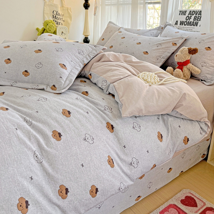 91家纺网 家纺一手货源 找家纺 欢博莱  2025新款仿纯棉四件套学生宿舍三件套单被套 恋恋熊