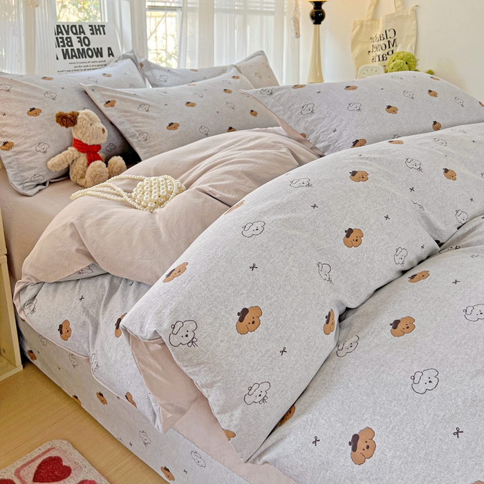 91家纺网 家纺一手货源 找家纺 欢博莱  2025新款仿纯棉四件套学生宿舍三件套单被套 恋恋熊