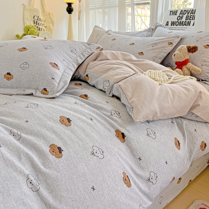 91家纺网 家纺一手货源 找家纺 欢博莱  2025新款仿纯棉四件套学生宿舍三件套单被套 恋恋熊