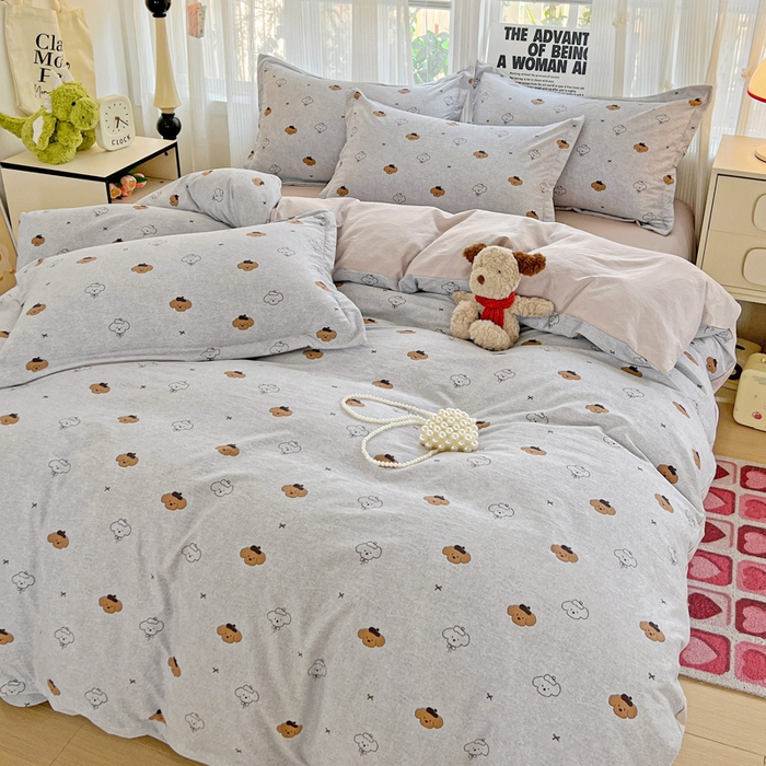 91家纺网 家纺一手货源 找家纺 欢博莱  2025新款仿纯棉四件套学生宿舍三件套单被套 恋恋熊