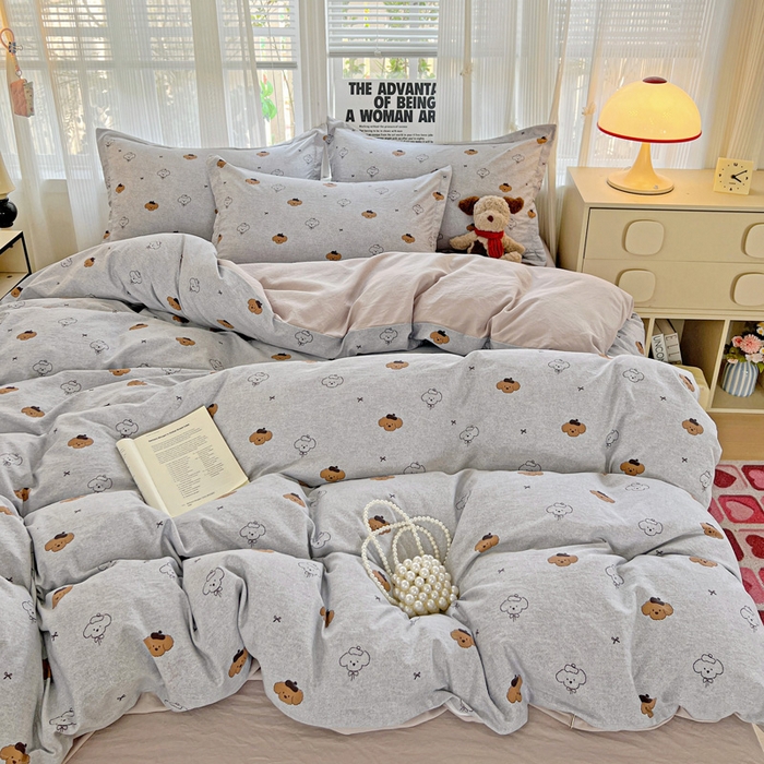 91家纺网 家纺一手货源 找家纺 欢博莱  2025新款仿纯棉四件套学生宿舍三件套单被套 恋恋熊
