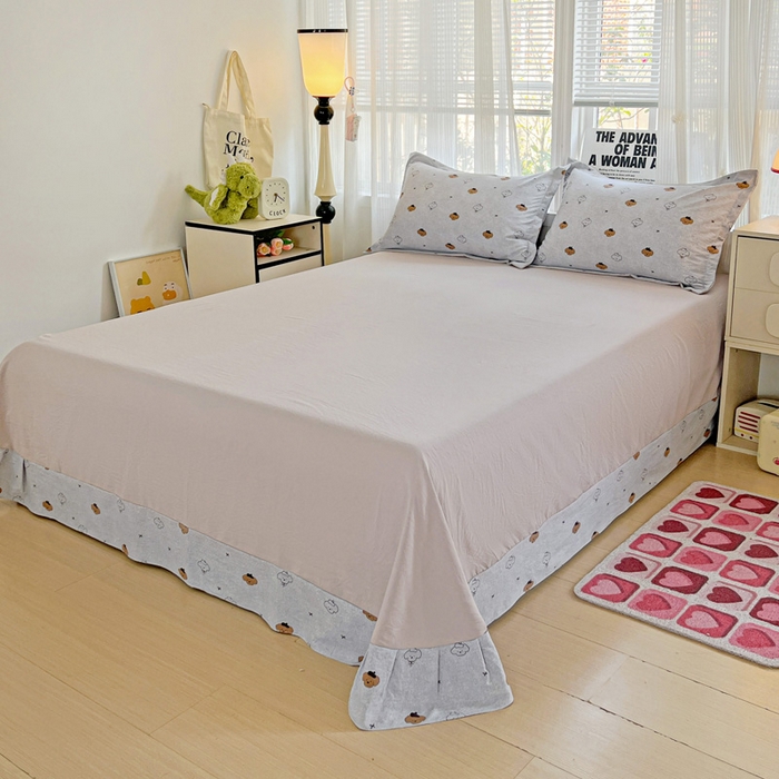 91家纺网 家纺一手货源 找家纺 欢博莱  2025新款仿纯棉四件套学生宿舍三件套单被套 恋恋熊