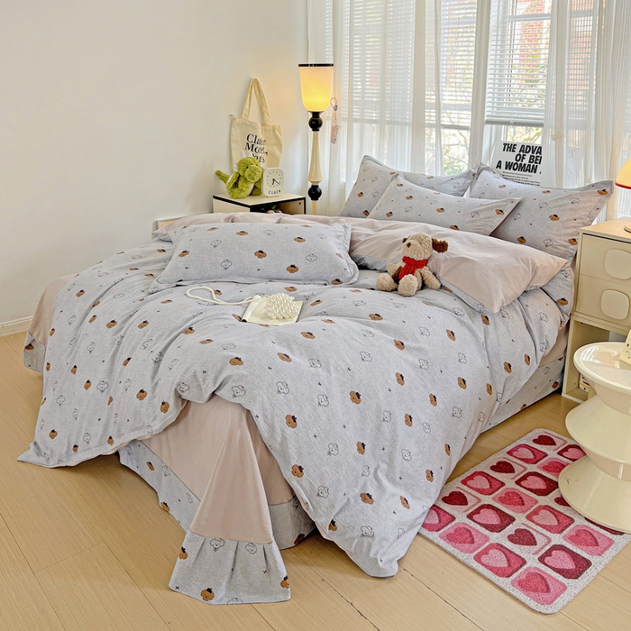 91家纺网 家纺一手货源 找家纺 欢博莱  2025新款仿纯棉四件套学生宿舍三件套单被套 恋恋熊