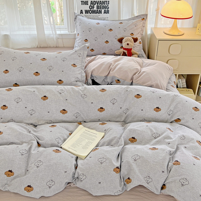 91家纺网 家纺一手货源 找家纺 欢博莱  2025新款仿纯棉四件套学生宿舍三件套单被套 恋恋熊