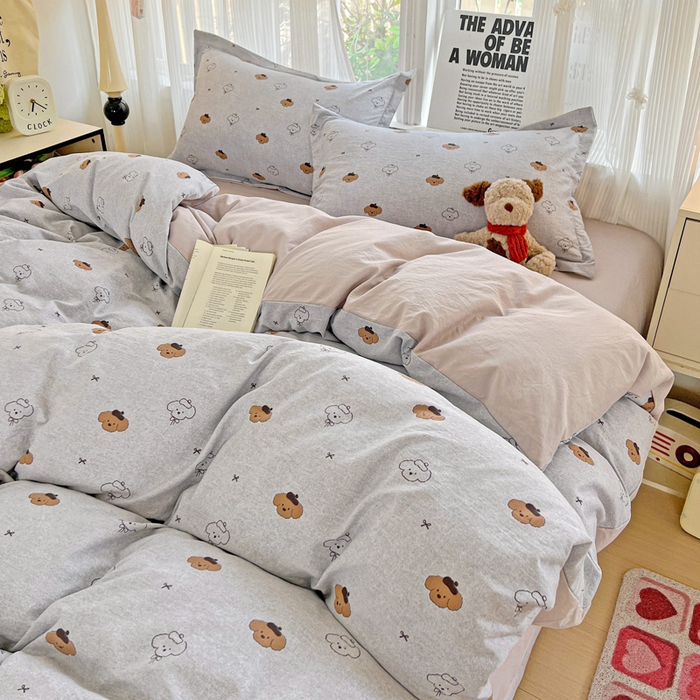 91家纺网 家纺一手货源 找家纺 欢博莱  2025新款仿纯棉四件套学生宿舍三件套单被套 恋恋熊