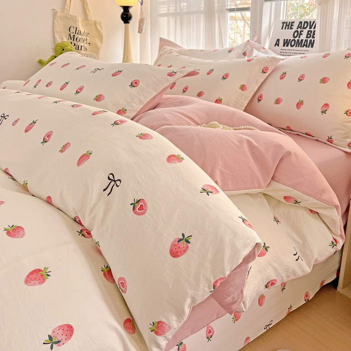 欢博莱  2025新款仿纯棉四件套学生宿舍三件套单被套 草莓果