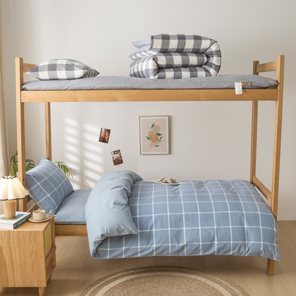 91家纺网 家纺一手货源 找家纺 （总）爱屋及屋 2025新款水洗棉学生季大礼包学生宿舍六件套棉花被+棉花垫子+枕头+三件套一站式全套