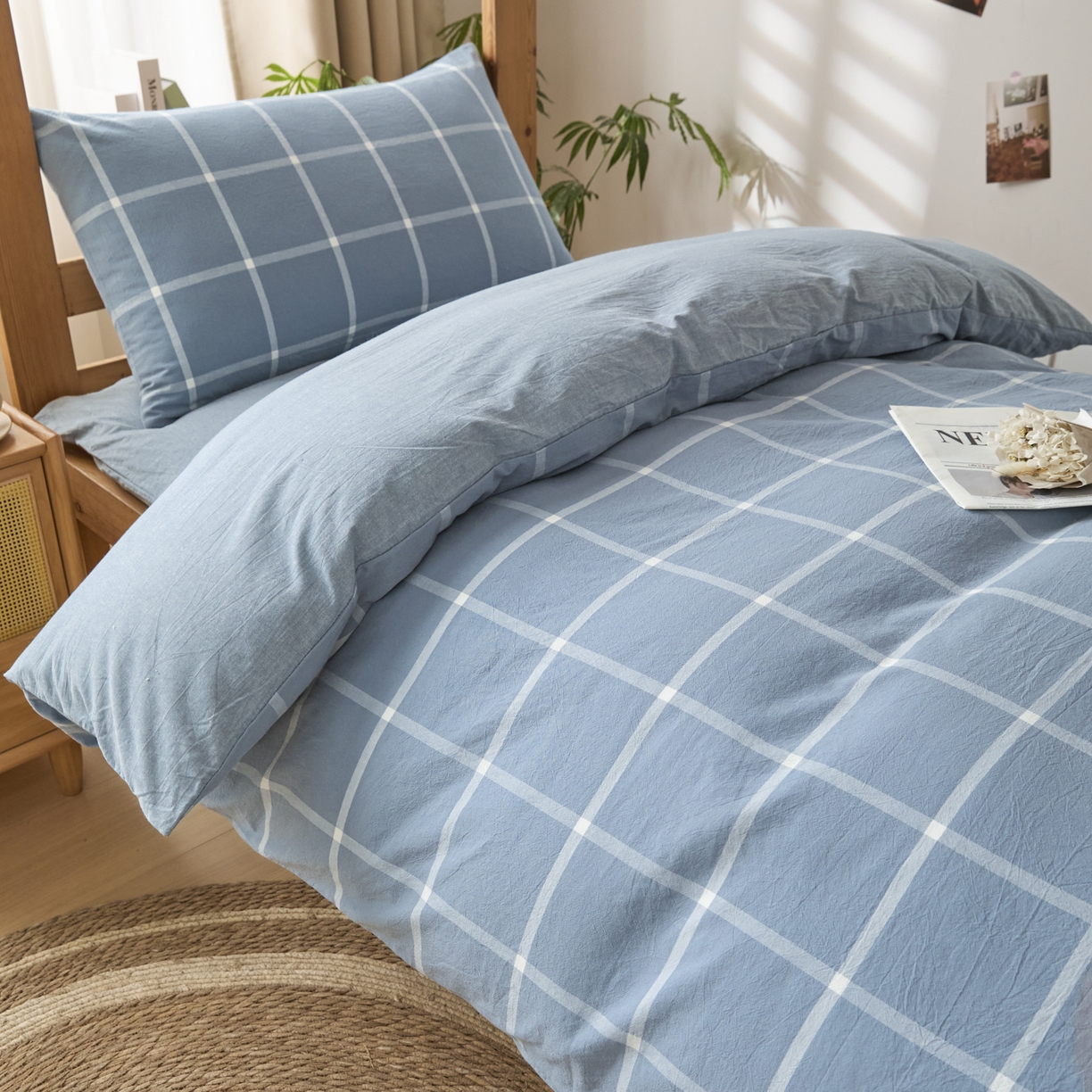 91家纺网 家纺一手货源 找家纺 （总）爱屋及屋 2025新款水洗棉学生季大礼包学生宿舍六件套棉花被+棉花垫子+枕头+三件套一站式全套