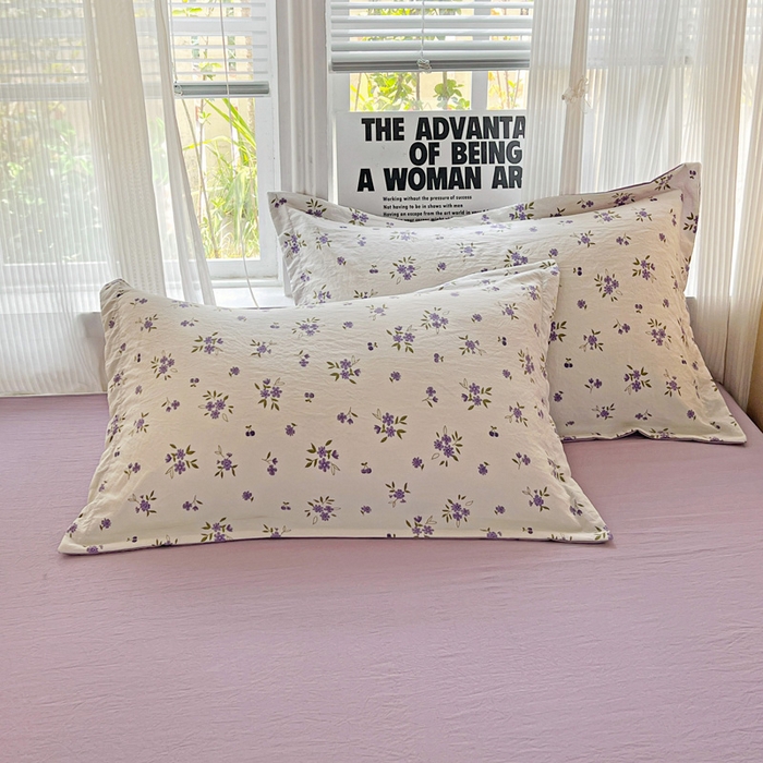 91家纺网 家纺一手货源 找家纺 欢博莱  2025新款仿纯棉四件套学生宿舍三件套单被套 洛神花间-紫