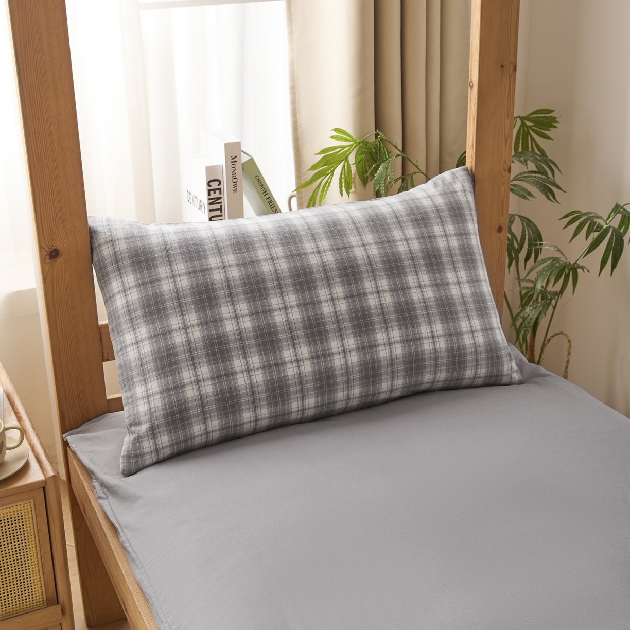 91家纺网 家纺一手货源 找家纺 爱屋及屋 2025新款水洗棉学生季大礼包学生宿舍六件套棉花被+棉花垫子+枕头+三件套一站式全套 光年灰