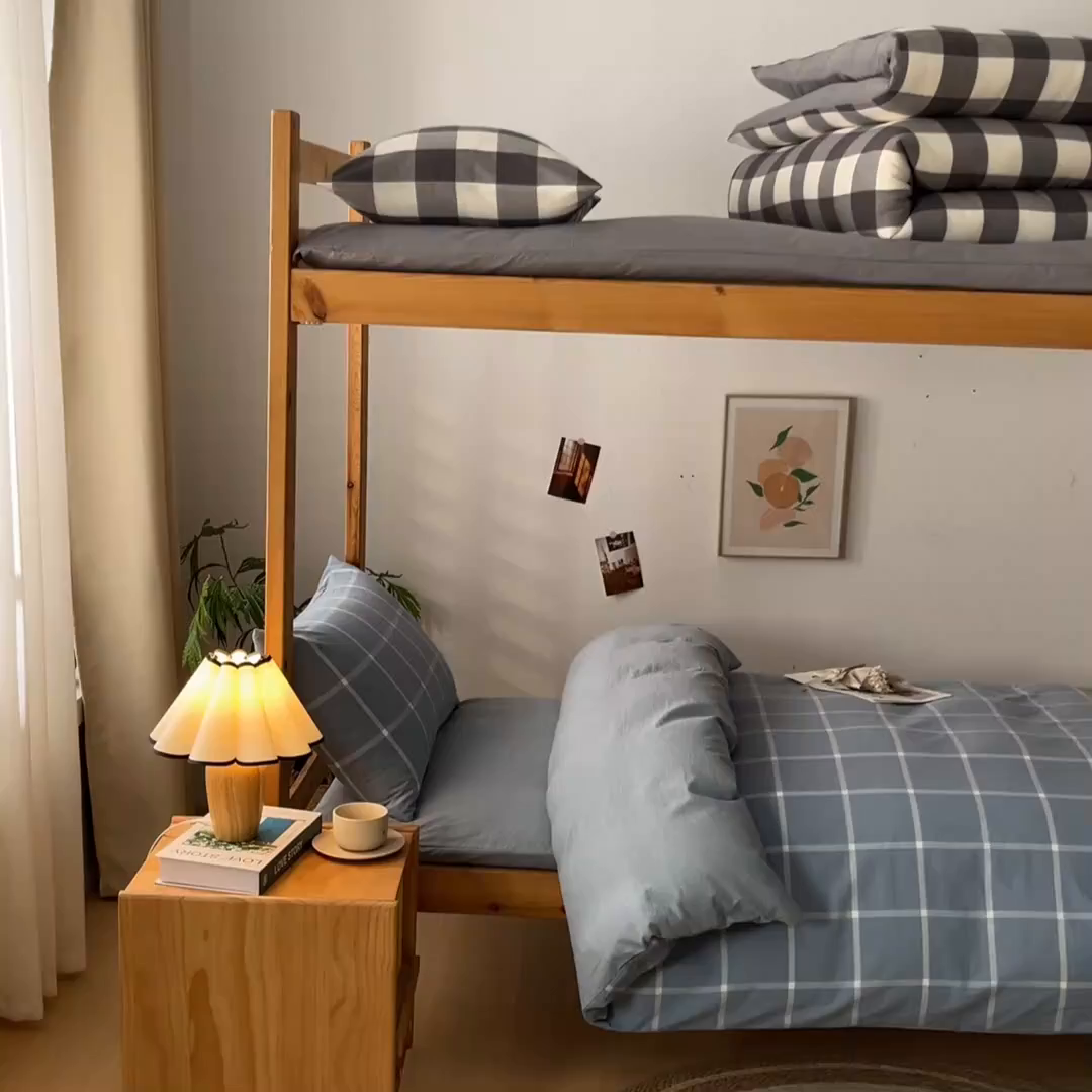 91家纺网 家纺一手货源 找家纺 （总）爱屋及屋 2025新款水洗棉学生季大礼包学生宿舍六件套棉花被+棉花垫子+枕头+三件套一站式全套