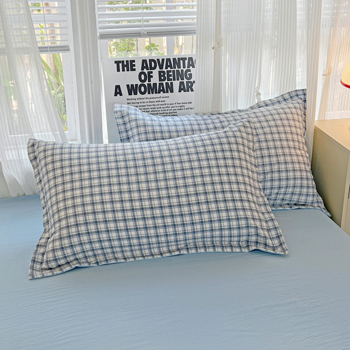 91家纺网 家纺一手货源 找家纺 欢博莱  2025新款仿纯棉四件套学生宿舍三件套单被套 麦斯-蓝