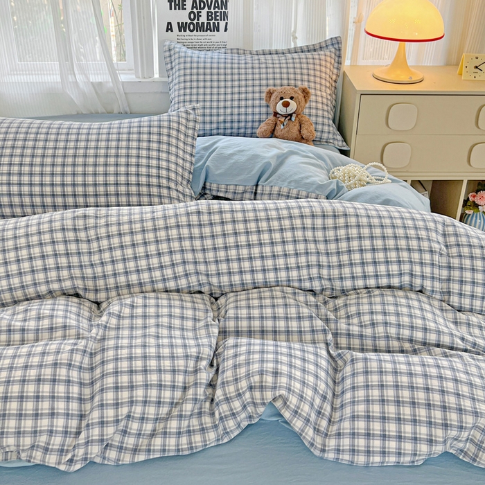 91家纺网 家纺一手货源 找家纺 欢博莱  2025新款仿纯棉四件套学生宿舍三件套单被套 麦斯-蓝