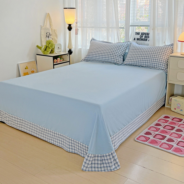 91家纺网 家纺一手货源 找家纺 欢博莱  2025新款仿纯棉四件套学生宿舍三件套单被套 麦斯-蓝