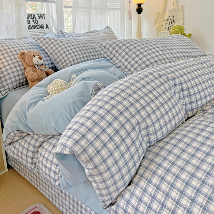 91家纺网 家纺一手货源 找家纺 欢博莱  2025新款仿纯棉四件套学生宿舍三件套单被套 麦斯-蓝