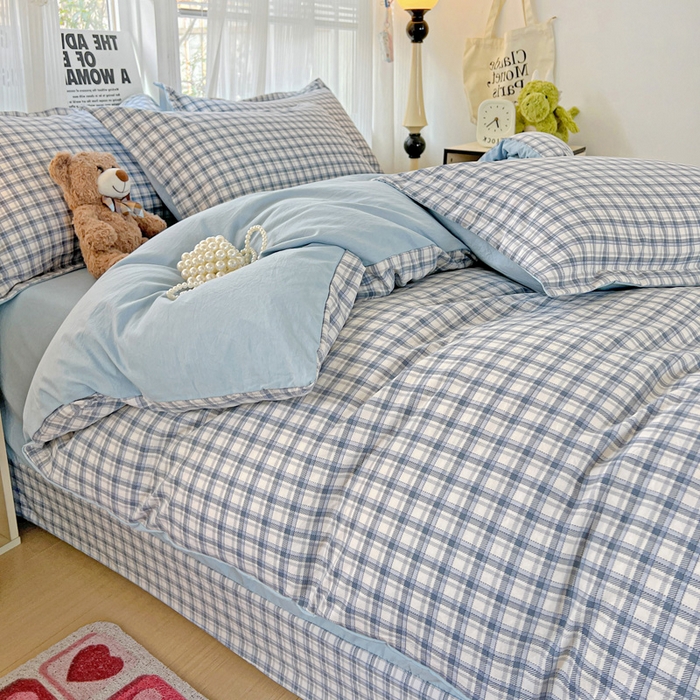 91家纺网 家纺一手货源 找家纺 欢博莱  2025新款仿纯棉四件套学生宿舍三件套单被套 麦斯-蓝