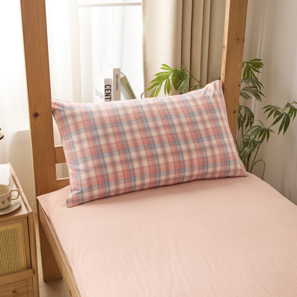 91家纺网 家纺一手货源 找家纺 爱屋及屋 2025新款水洗棉学生季大礼包学生宿舍六件套棉花被+棉花垫子+枕头+三件套一站式全套 清新格