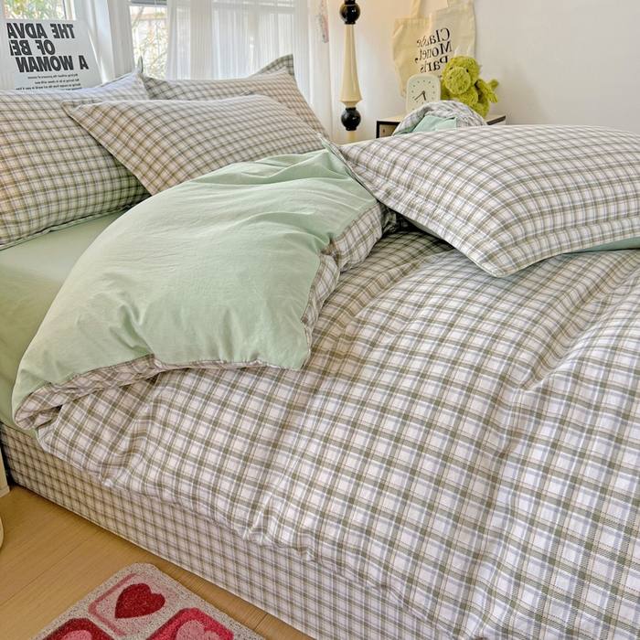 91家纺网 家纺一手货源 找家纺 欢博莱  2025新款仿纯棉四件套学生宿舍三件套单被套 麦斯-绿