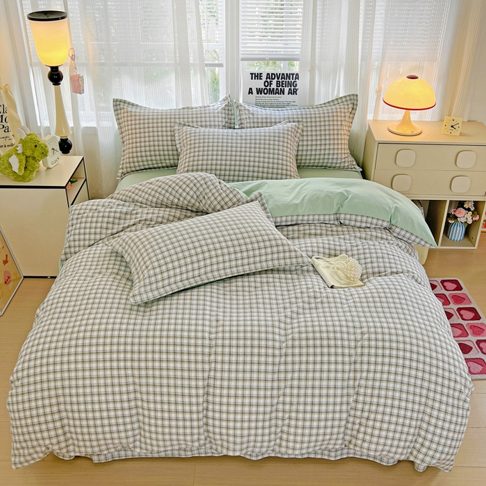 91家纺网 家纺一手货源 找家纺 欢博莱  2025新款仿纯棉四件套学生宿舍三件套单被套 麦斯-绿