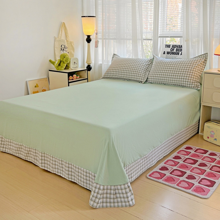 91家纺网 家纺一手货源 找家纺 欢博莱  2025新款仿纯棉四件套学生宿舍三件套单被套 麦斯-绿