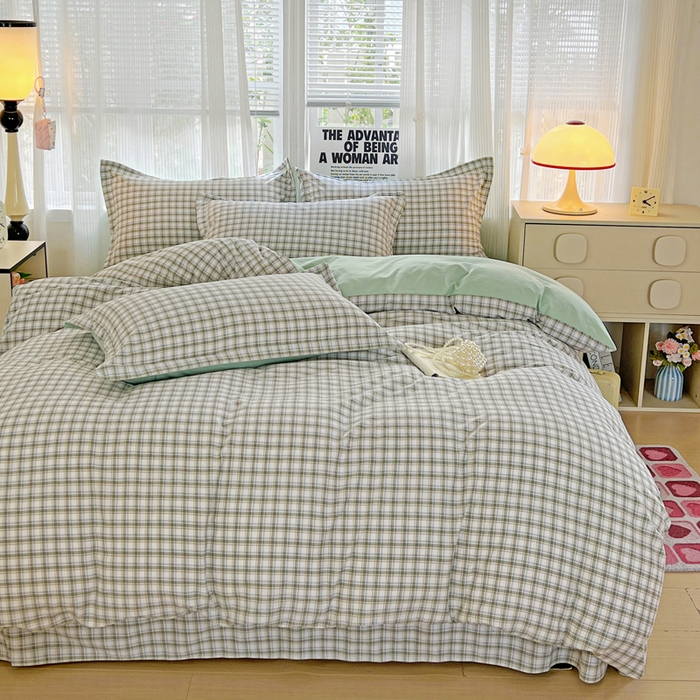 91家纺网 家纺一手货源 找家纺 欢博莱  2025新款仿纯棉四件套学生宿舍三件套单被套 麦斯-绿