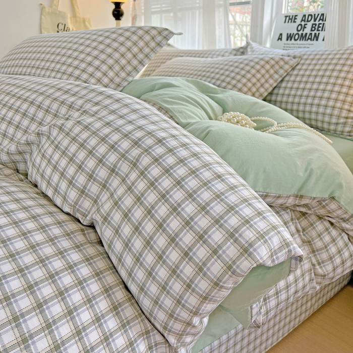 91家纺网 家纺一手货源 找家纺 欢博莱  2025新款仿纯棉四件套学生宿舍三件套单被套 麦斯-绿